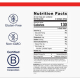 Nutrition facts for the vanilla flavor, 130 calories per 2 scoops