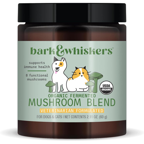Dr. Mercola Bark & Whiskers Organic Fermented Mushroom Blend for dogs and cats 2.11 oz (60 g) jar