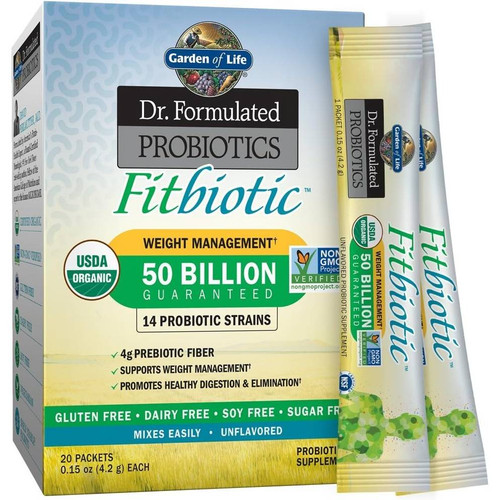 Garden of Life Dr. Formulated Probiotics Fitbiotic 20 packet box and stick packs