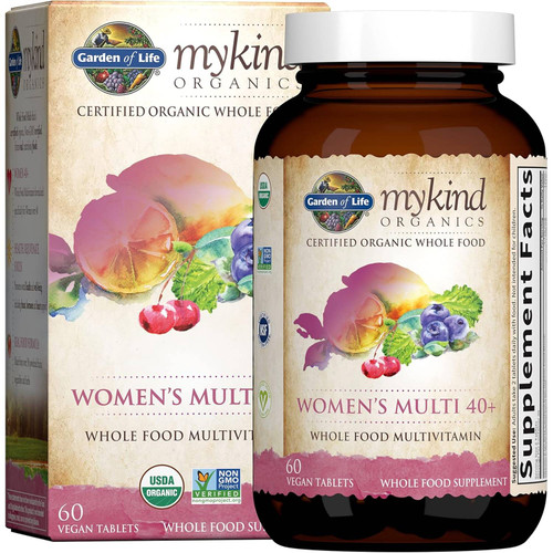 Garden of Life mykind Organics Women's Multi 40+ 60 vegan tablet bottle and box