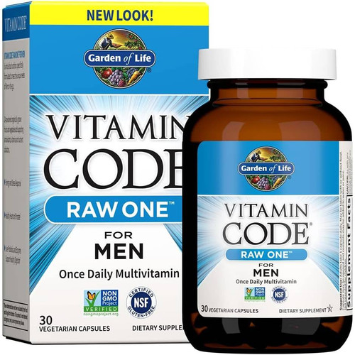 Garden of Life Vitamin Code RAW One for Men once daily multivitamin 30 capsule bottle and box