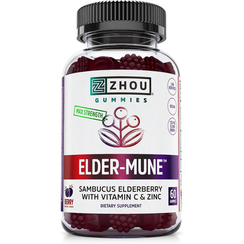 ZHOU Nutrition Elder-Mune Sambucus Elderberry with Vitamin C & Zinc gummies bottle
