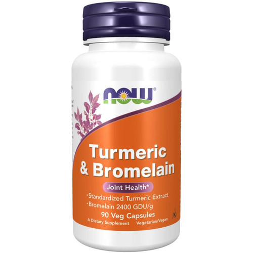 NOW Foods Turmeric & Bromelain 90 veg capsules bottle