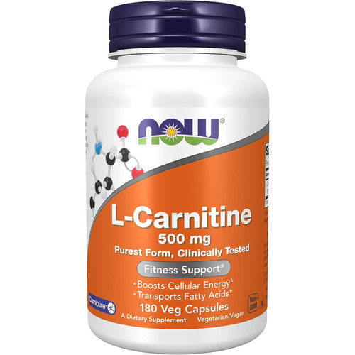 NOW Foods L-Carnitine 500 mg 180 veg capsule bottle