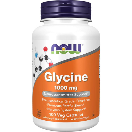 NOW Foods Glycine 1000 mg 100 veg capsule bottle