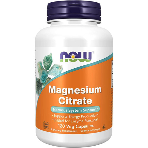 NOW Foods Magnesium Citrate 400 mg 120 veg capsule bottle