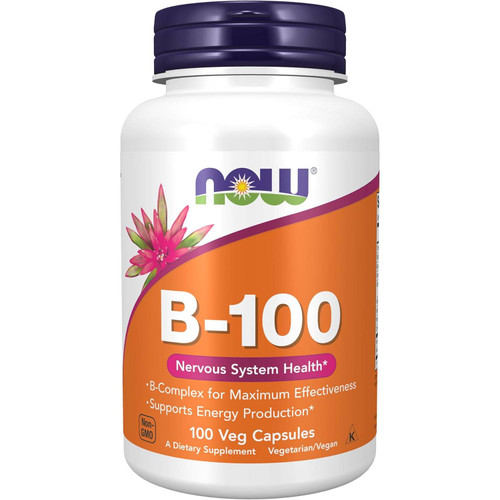 NOW Foods B-100 B-complex 100 veg capsules bottle