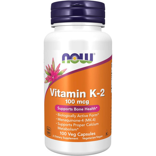 NOW Foods Vitamin K-2 100 mcg 100 veg capsule bottle