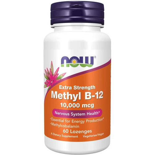 NOW Foods Extra Strength Methyl B-12 10,000 mcg 60 lozenges bottle