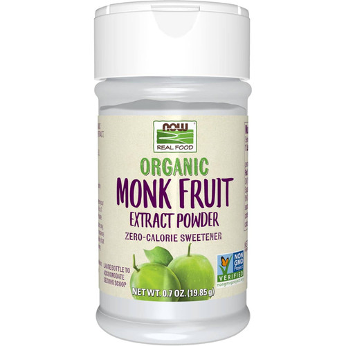 NOW Real Food Organic Monk Fruit Extract Powder zero-calorie sweetener 0.7 oz (19.85 g) shaker