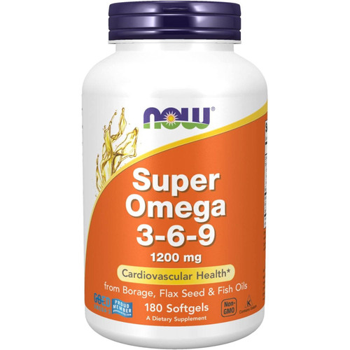 NOW Foods Super Omega 3-6-9 1200 mg 180 softgels bottle