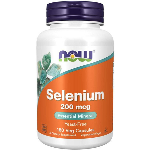 NOW Foods Selenium 200 mcg yeast-free 180 veg capsule bottle