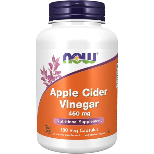 NOW Foods Apple Cider Vinegar 450 mg 180 veg capsules bottle