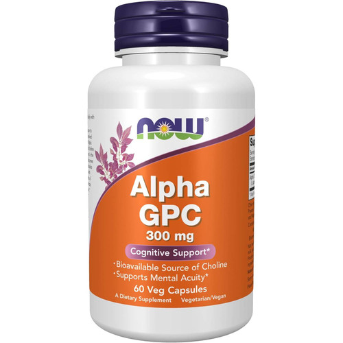 NOW Foods Alpha GPC 300 mg 60 veg capsules bottle