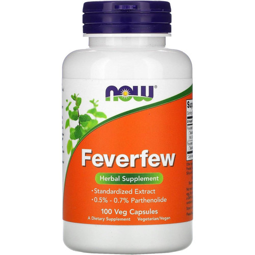 NOW Foods Feverfew standardized extract 100 veg capsules bottle