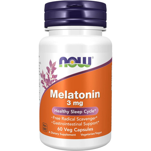 NOW Foods Melatonin 3 mg 60 veg capsule bottle