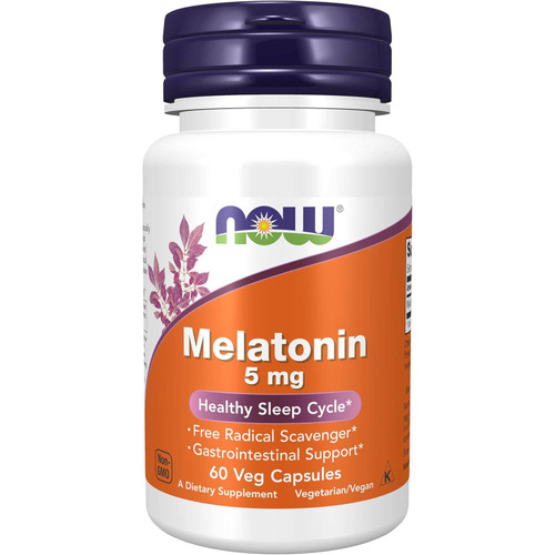 NOW Foods Melatonin 5 mg 60 veg capsule bottle