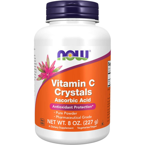 NOW Foods Vitamin C Crystals ascorbic acid pure powder 8 oz (227 g) bottle