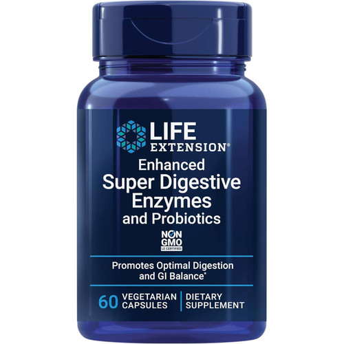 Life Extension Enhanced Super Digestive Enzymes and Probiotics 60 vegetarian capsule bottle