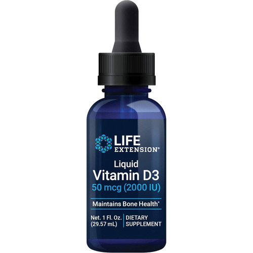 Life Extension Liquid Vitamin D3 50 mcg (2000 IU) 1 fl oz (29.57 mL) dropper bottle