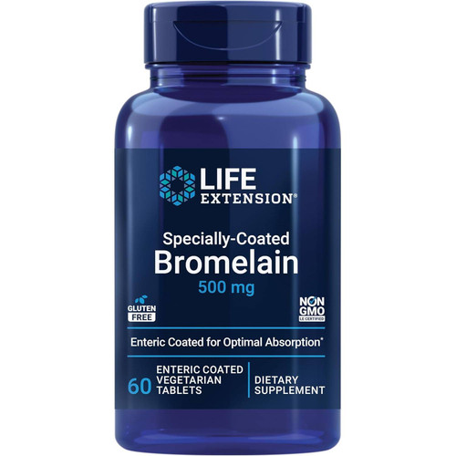 Life Extension Specially-Coated Bromelain 500 mg 60 enteric coated vegetarian tablets bottle