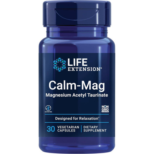 Life Extension Calm-Mag Magnesium Acetyl Taurinate 30 vegetarian capsules bottle