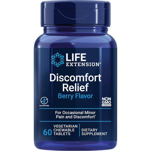 Life Extension Discomfort Relief Berry Flavor 60 vegetarian chewable tablets bottle