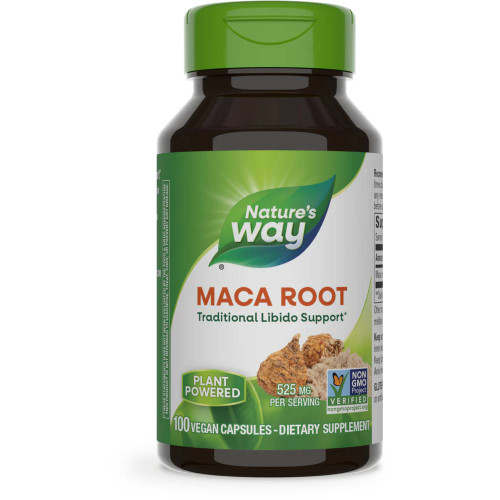 Nature's Way Maca Root 100 vegan capsules bottle