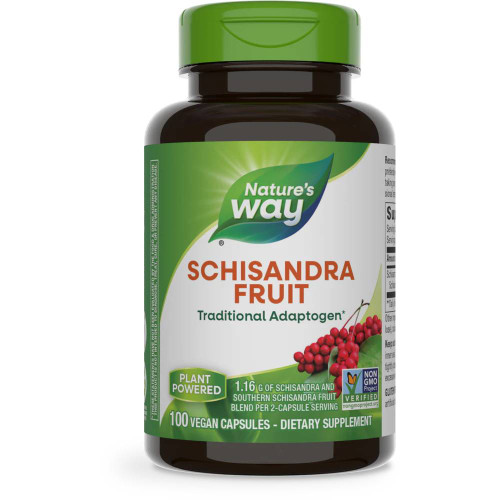 Nature's Way Schisandra Fruit 100 vegan capsule bottle