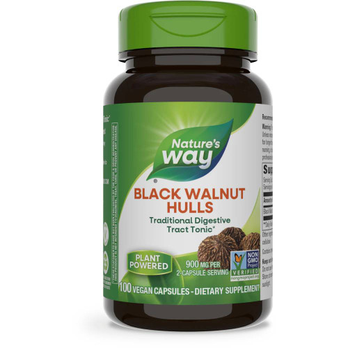 Nature's Way Black Walnut Hulls 100 vegan capsules bottle