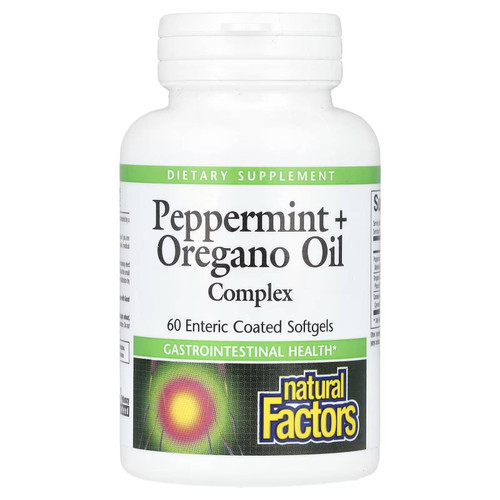 Natural Factors Peppermint + Oregano Oil Complex 60 enteric coated softgels bottle