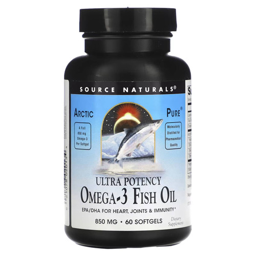 Source Naturals ArcticPure Ultra Potency Omega-3 Fish Oil 850 mg 60 softgels bottle