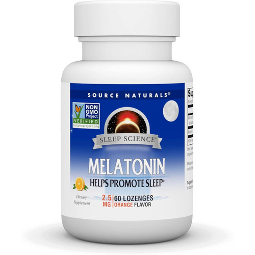 Source Naturals Sleep Science Melatonin 2.5 mg orange flavor 60 lozenge bottle