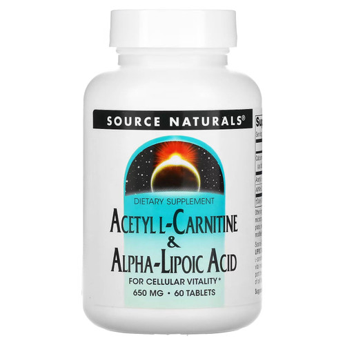 Source Naturals Acetyl L-Carnitine & Alpha-Lipoic Acid 650 mg 60 tablets bottle