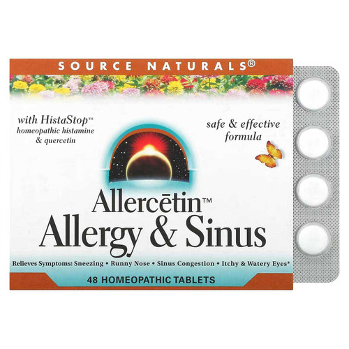 Source Naturals Allercetin Allergy & Sinus 48 homeopathic tablet box