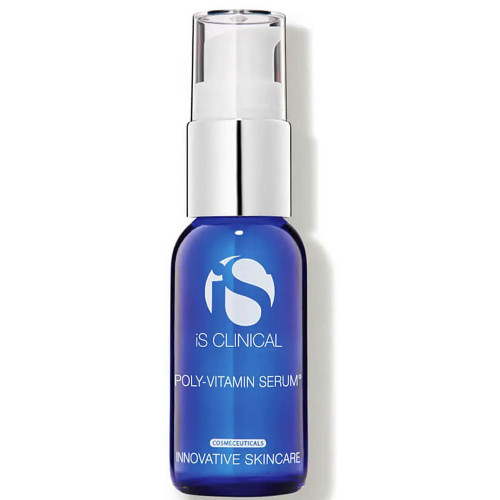 iS Clinical Poly-Vitamin Serum blue pump bottle