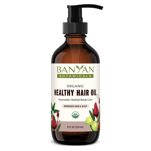 Banyan Botanicals Organic Healthy Hair Oil 8 fl oz (236 ml) pump bottle
