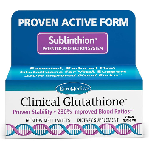 EuroMedica Clinical Glutathione Sublinthion 60 slow-melt tablets carton