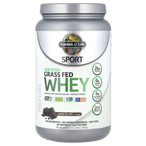 Garden of Life SPORT Certified Grass Fed Whey Protein Chocolate 672 g tub