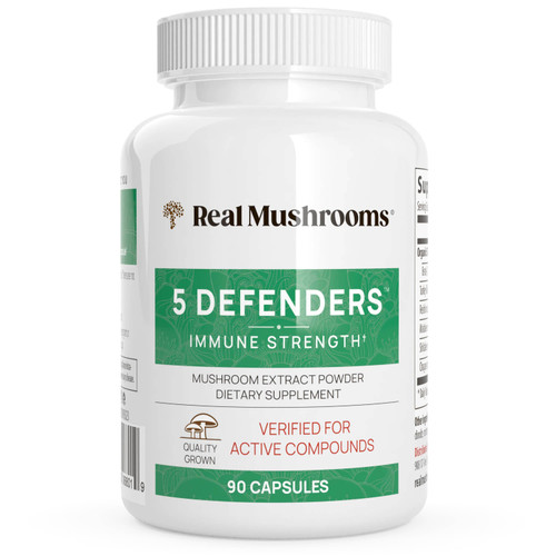 Real Mushrooms 5 Defenders Mushroom Extract Blend Powder Capsules - 90 Capsules