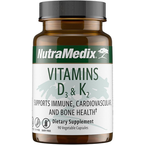 NutraMedix Vitamins D3 and K2 immune cardiovascular bone 90 capsule bottle