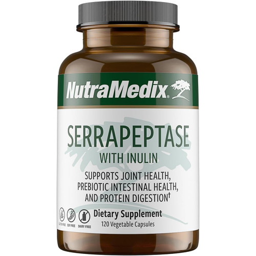 NutraMedix Serrapeptase with Inulin joint prebiotic 120 capsule bottle