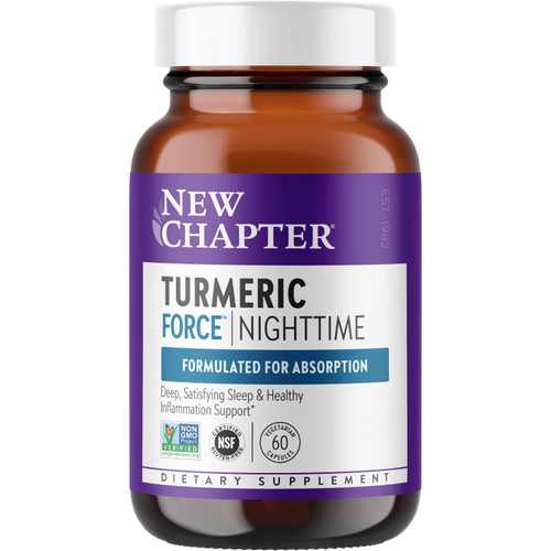 New Chapter Turmeric Force Nighttime sleep inflammation 60 veg capsule bottle