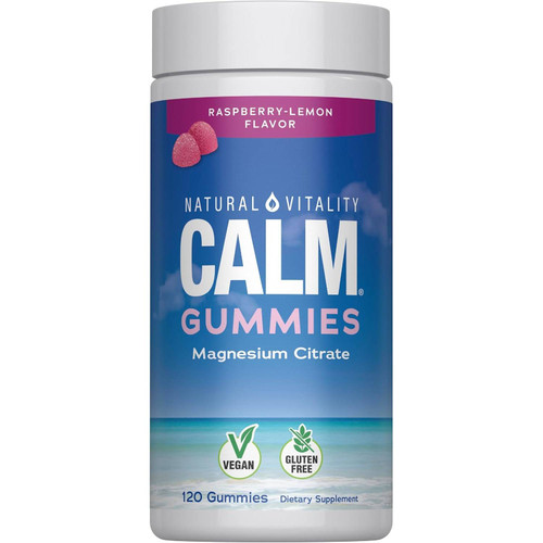 Natural Vitality CALM Gummies Magnesium Citrate Raspberry-Lemon 120 gummy bottle