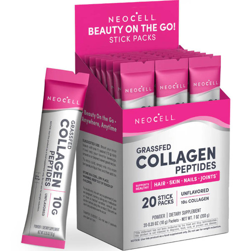 NeoCell Collagen Peptides Grass Fed Powder 20 stick pack box