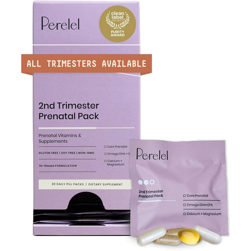 Perelel 2nd Trimester Prenatal Pack box with 30 daily vitamin packets