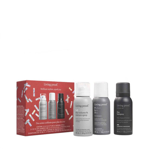 Living Proof Brilliant Hair Spark Joy gift set box with three stylers