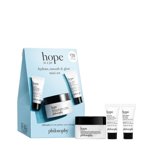 philosophy hope in a jar hydrate smooth and glow mini set with box