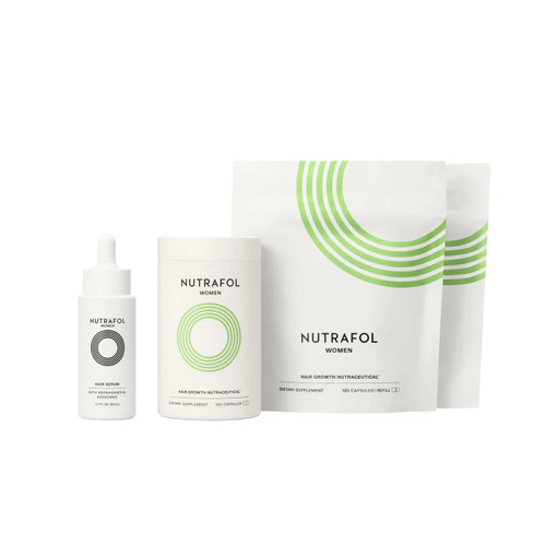 Nutrafol Women Fullest Hair Kit with hair serum, capsule bottle and refill pouches