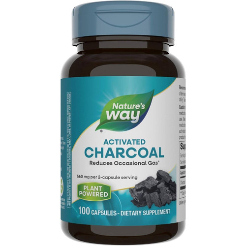 Nature's Way Activated Charcoal 100 capsules brown bottle